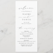 Minimalistische moderne chique script elegante bru programmakaart (Voorkant)