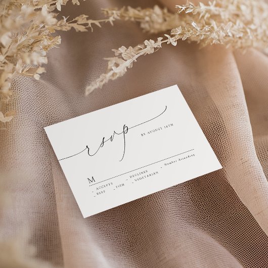 Minimalistische moderne chique script elegante bru RSVP kaartje