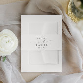 Minimalistische moderne chique script elegante bru uitnodigingen wikkel