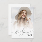 Minimalistische moderne chique script foto Afstude Bedankkaart (Voorkant / Achterkant)