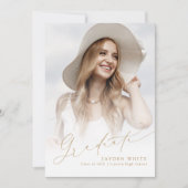 Minimalistische moderne chique script foto Afstude Kaart (Voorkant)