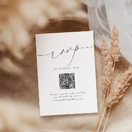 Minimalistische moderne chique script QR code brui RSVP Kaartje