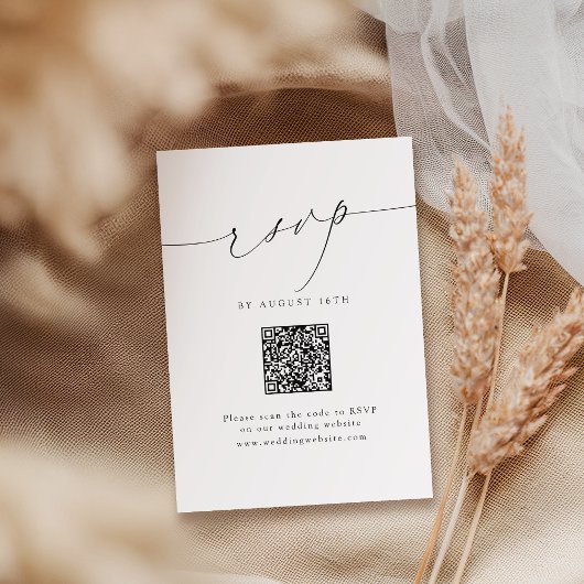 Minimalistische moderne chique script QR code brui RSVP Kaartje