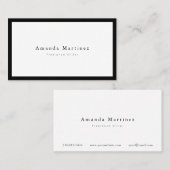 Minimalistische moderne chique zwart x wit visitekaartje (Voorkant / Achterkant)