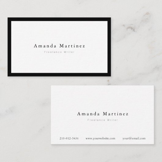 Minimalistische moderne chique zwart x wit visitekaartje (Voorkant / Achterkant)