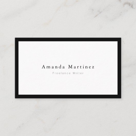 Minimalistische moderne chique zwart x wit visitekaartje (Voorkant)