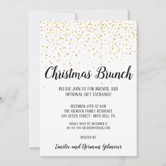 Minimalistische moderne Confetti kerstbrunch Kaart (Voorkant)