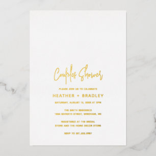Minimalistische Moderne Couples Shower Folie Uitnodiging