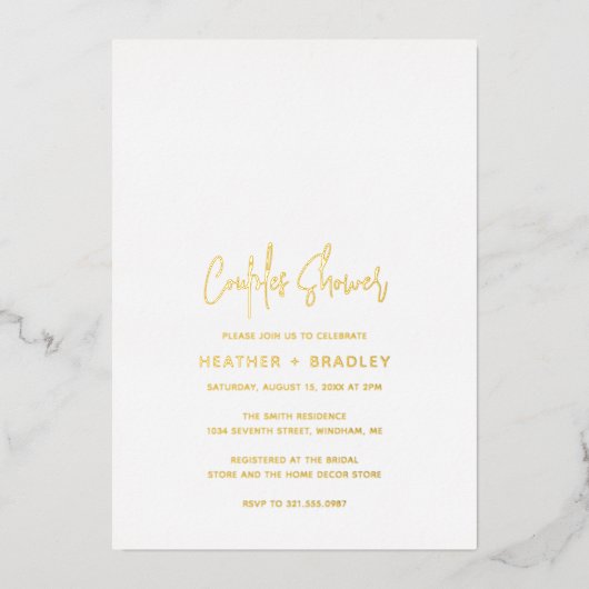 Minimalistische Moderne Couples Shower Folie Uitnodiging (Voorkant)