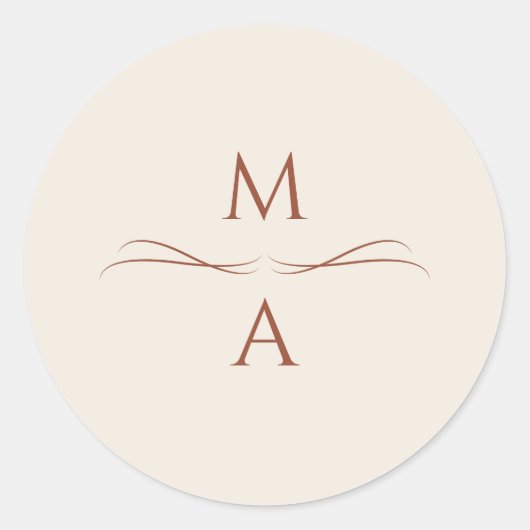 Minimalistische moderne crème terracotta boho Init Ronde Sticker (Voorkant)