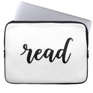 Minimalistische moderne cursieve "lees" kalligrafi laptop sleeve