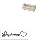 Minimalistische moderne cursieve naam Script Heart Rubberstempel (Gestempeld)
