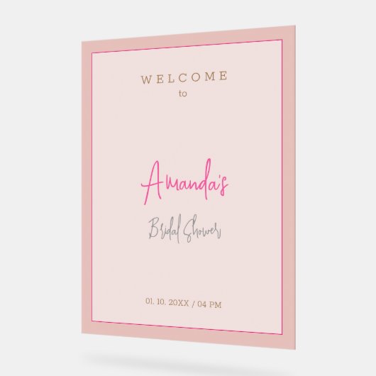 Minimalistische moderne cute bruidsfeest  acryl bord (Hoek)