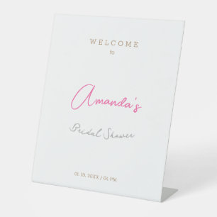 Minimalistische moderne cute bruidsfeest  reclamebord met voetstuk