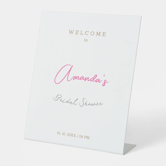 Minimalistische moderne cute bruidsfeest reclamebord met voetstuk (Voorkant)