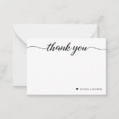 Minimalistische Moderne Dank u Hart Trouwpaar Notitiekaartje (Voorkant)