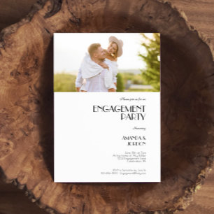 Minimalistische moderne Deco Engagement Party Top Kaart