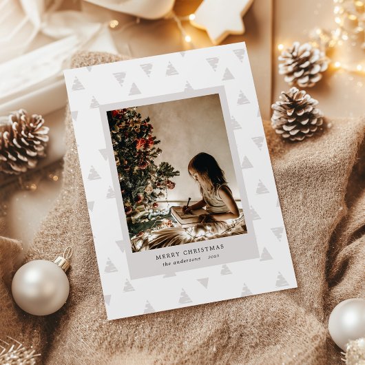 Minimalistische moderne deco kerstboom foto feestdagenkaart