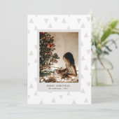 Minimalistische moderne deco kerstboom foto feestdagenkaart (Staand voorkant)