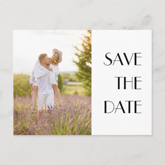 Minimalistische moderne deco trouwfoto Save the Da Aankondigingskaart (Voorkant)