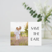 Minimalistische moderne deco trouwfoto Save the Da Aankondigingskaart (Staand voorkant)