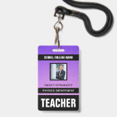 Minimalistische moderne docentenpas badge (Voorzijde met lanyard)