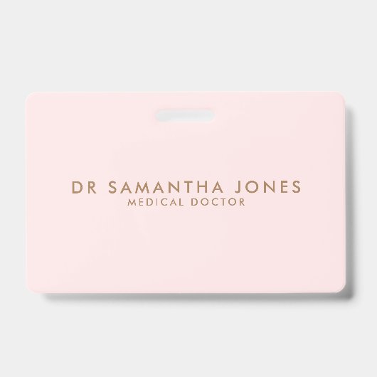 Minimalistische Moderne Dokter Professionele Roze Badge (Voorzijde)