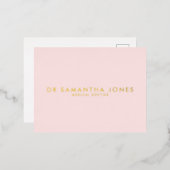 Minimalistische Moderne Dokter Roze Folie Uitnodiging Briefkaart (Voorkant / Achterkant)