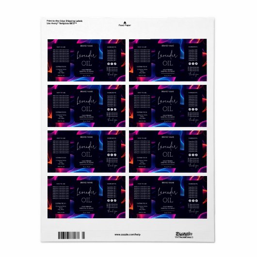 Minimalistische moderne druppelfles Productlabels Etiket (Full Sheet)