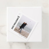 Minimalistische moderne één foto gepersonaliseerde bedankjes labels (In situ)