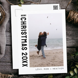 Minimalistische moderne één foto gepersonaliseerde feestdagenkaart