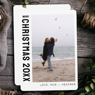 Minimalistische moderne één foto gepersonaliseerde feestdagenkaart