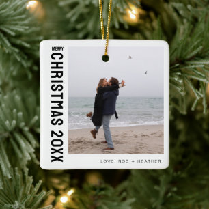 Minimalistische moderne één foto gepersonaliseerde keramisch ornament