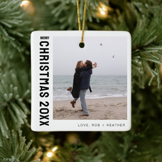 Minimalistische moderne één foto gepersonaliseerde keramisch ornament (Boom)
