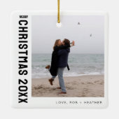 Minimalistische moderne één foto gepersonaliseerde keramisch ornament (Achterkant)