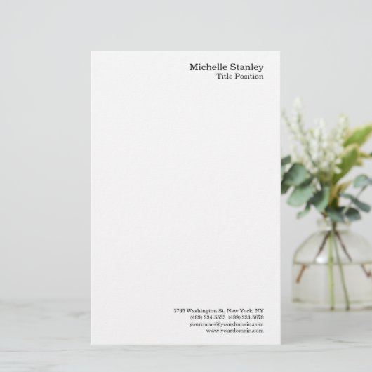 Minimalistische Moderne Eenvoud Briefpapier (Staand voorkant)