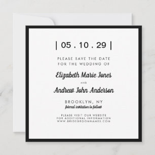Minimalistische Moderne Eenvoudige Bold Zwart Wit  Save The Date
