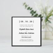 Minimalistische Moderne Eenvoudige Bold Zwart Wit  Save The Date (Staand voorkant)