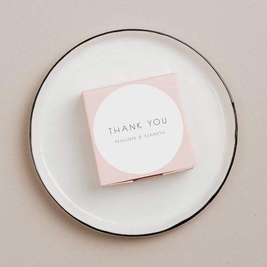 Minimalistische moderne, eenvoudige bruiloft bedan ronde sticker