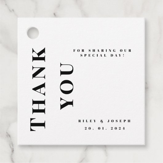Minimalistische moderne eenvoudige bruiloft bedankjes labels (Voorkant)