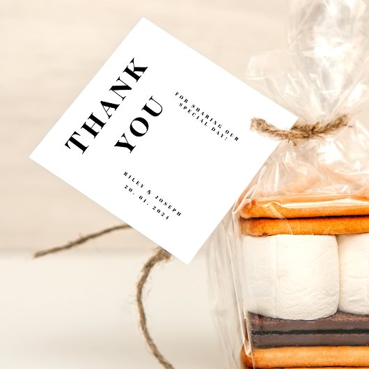 Minimalistische moderne eenvoudige bruiloft bedankjes labels