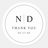 Minimalistische moderne eenvoudige bruiloft Dank u Ronde Sticker (Voorkant)
