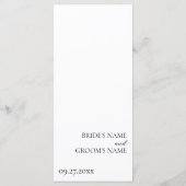 Minimalistische moderne eenvoudige bruiloft menu (Achterkant)