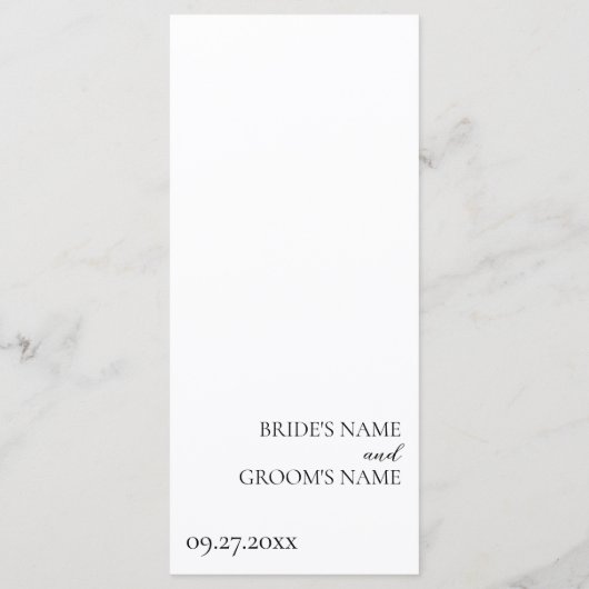 Minimalistische moderne eenvoudige bruiloft menu (Achterkant)