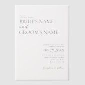 Minimalistische moderne eenvoudige bruiloft overla vellum uitnodigingen (Voorkant)