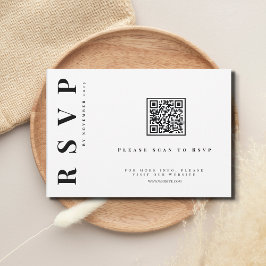 Minimalistische moderne eenvoudige bruiloft qr cod RSVP kaartje
