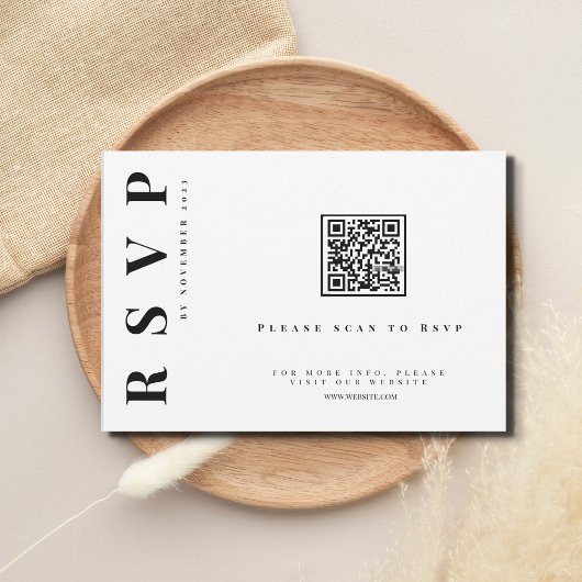 Minimalistische moderne eenvoudige bruiloft qr cod RSVP kaartje