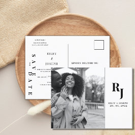 Minimalistische moderne eenvoudige foto opslaan de briefkaart