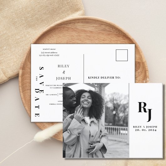 Minimalistische moderne eenvoudige foto opslaan de briefkaart