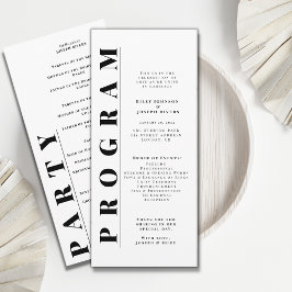 Minimalistische moderne eenvoudige huwelijksprogra programmakaart